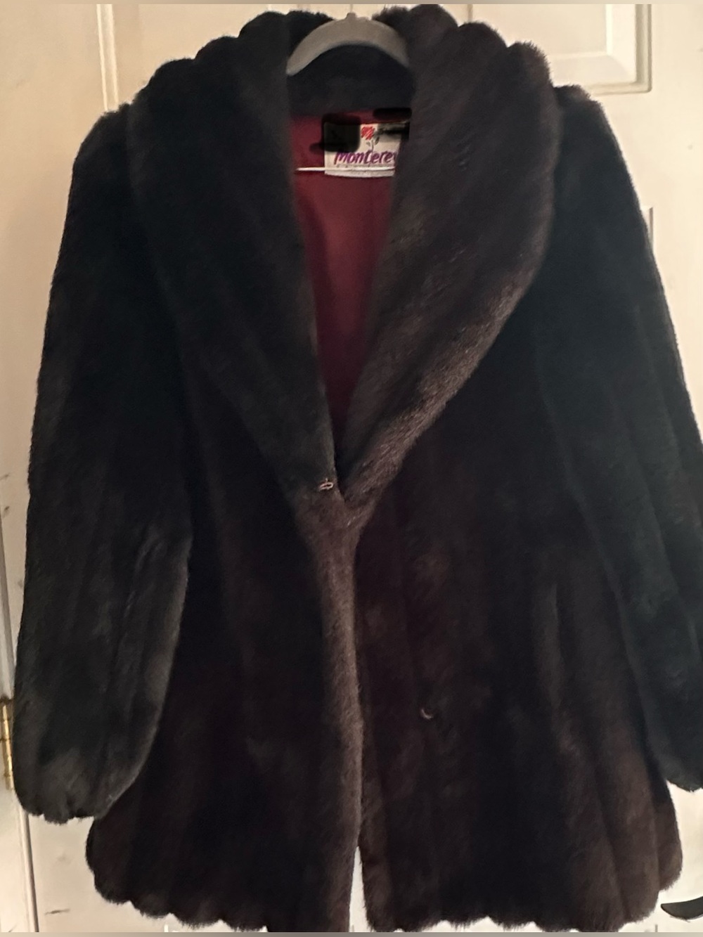 Monterey Plush Faux Mink Fur Jacket in Dark Brown